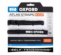 Atlas B-Clip (Pair), 17mm x 1.2m, Black. Motorcycle Adjustable Luggage Strap