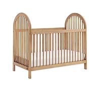 Oxford Baby Everlee Modern High Arch 3-in-1 Convertible Island Crib with Round Spindles, Honey Wood