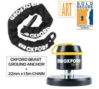 OXFORD Beast 22mm Security chain x 1.5m & Motorcycle Beast Floor Lock SET