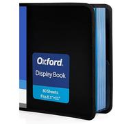 Oxford Binder with Plastic Sleeves - 80 Pocket Portfolio Folder with Plastic Sleeves - 8.5 x 11 Presentation Binder Displays 160-Pages - (Black)