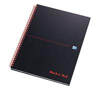 Oxford Black n' Red A4 140 Pages Wirebound Hard-Back Ruled and Perforated Notebook - Matte Black (Pack of 5)