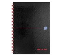 Oxford Black n' Red A4 5 mm Square Glossy Hardback Wirebound Notebook, Ruled, 140 Page, 1 Notebook
