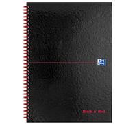 Oxford Black n' Red A4 Hardback Wirebound Notebook, Glossy, 140 Pages, 1 Notepad