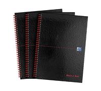 Oxford Black n' Red A4 Notebook, Glossy Hardback Wirebound, Pack of 3