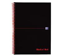 OXFORD Notebook Black n' Red A4 Ruled Spiral Bound Soft Cover Soft Cover Black, Red Perforated 100 Pages 50 Sheets