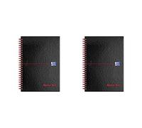 Oxford Black n' Red A5 Glossy Hardback Wirebound Notebook, Ruled, 140 Page, 1 Notebook (Pack of 2)