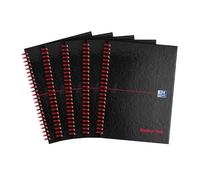 Oxford Black n' Red, A5 Notebook Hardcover, Glossy, Wirebound, Lined, Pack of 5