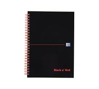 Oxford Black n' Red A5 Glossy Hardback Wirebound Notebook Ruled with A-Z Index 140 Page, 5 Notebooks