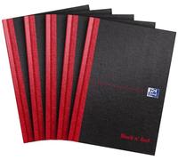Oxford Black n' Red A5 Notebook, Hardback Casebound, 192 pages, Lined (Pack of 5)