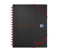 OXFORD Meeting Book Black n' Red A5+ Ruled Spiral Bound PP (Polypropylene) Hardback Black, Red Perforated 160 Pages