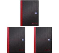 Oxford Black n' Red B5 Case Bound Notebook, Black/Red (Pack of 3)