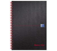 Oxford Black n' Red B5 Wirebound Hardback Ruled and Perforated Notebook - Matt Black