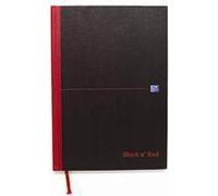 Oxford Black n Red Book Casebound 90gsm Plain 192 Pages A4 Ref H64068 [Pack of 5], Black/Red