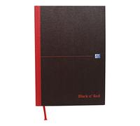 Black N Red A5 Casebound Hard Cover Notebook Recycled Ruled 192 Pages Matt Black (Pack 5) - 100080430