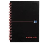 Oxford Black n' Red Book Wirebound Ruled and Perforated 90gsm 140 Pages A5 Matt Black Ref D66078 [Pack of 5]