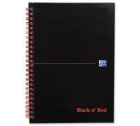 Oxford Black N' Red Book Wirebound Ruled And Perforated 90Gsm 140 Pages A5 Matt Black Ref D66078 Pack Of 5