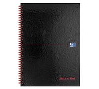 Oxford Black n' Red Ruled A-Z Wirebound Hardback A4 Notebook, 140 Pages,Black/Red