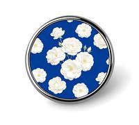 Oxford Blue And White Flowers Badges Pin, Personalized Exquisite Round Badge, 1 Inch Button Pins for Women And Men, Decorative Metal Round Brooch for Clothing, Backpacks, And Hats