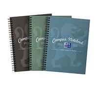 Oxford Campus, A5+ Card Cover, Pack of 3, Wirebound Notebook, 140 Pages, Assorted Metallic Colours