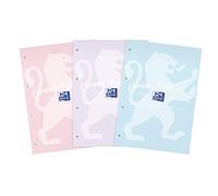 Oxford Campus, Lined Paper A4 Refill Pad, 140 Pages, Pastel Colours, Pack of 3