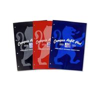 Oxford Campus, Lined Paper A4 Refill Pad, MEGA 300 Pages, Assorted Colours, Pack of 3