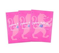 Oxford Campus Refill Pad, MEGA 300 Pages A4 Lined Paper with Margin, Pink, Pack of 3