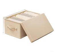 Oxford Cloth Clothes Organizer 5/7/9 Compartments Lid(Beige [with Lid] F)
