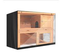 Oxford Cloth Double Decker Rabbit Hutch Cover - 4FT, Dustproof & Moisture Resistant for Bunny & Guinea Pig Cages (Black)