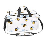 Oxford Cloth Gym Sports Duffel Bag with Detachable Shoulder Strap Training Handbag Overnight Bag for Women Men,Hand-Painted Bees