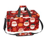 Oxford Cloth Gym Sports Duffel Bag with Detachable Shoulder Strap Training Handbag Overnight Bag for Women Men,Cartoon Santa Face Red