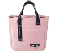 Oxford Cloth Lunch Box Bag 27cm Thermal Lined | Spacious interior fits multiple boxes, waterproof oxford shell, keeps food warm or cold, ideal for travel(Small Pink)