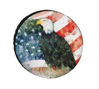 Oxford Cloth Spare Tire Cover with Bald Eagles USA American Flag Pattern Compatible for Car SUV MPV RV Truck(36 inch)