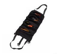 Oxford Cloth Tool Roll Bag with 5 Compartments Hanging Organizer for Hand Tools Including Wrenches and Pliers (Black)