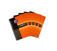 Oxford College Notepad A4 Squared, Ruling 28, 120 Sheets, Orange/Black, Pack of 5