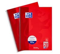 Oxford College Notepad A4 Squared with Double Margin 80 Sheets Red Pack of 2