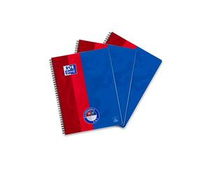Oxford College Notepad School A4 Squared with Double Margin 80 Sheets Ruler Duo 3 piece Blue/red