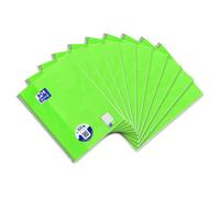 Oxford College Notepad School A4 Squared with Double Margin, 80 Sheets Ruling - Ruled with Margin Left Pack of 10 Light Green