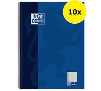 Oxford College Notepad School A4 Squared with Double Margin, 80 Sheets Ruling - Squared with Margin Left Pack of 10 Dark Blue