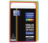 OXFORD A4 Colour Single Sheets Punched 200 Pages Squared Seyès 5 Under Film