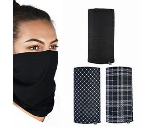 Oxford Comfy Blk Wht Tartan Motorcycle Thermal Neck Warmer Neck Balaclava 3 Pack