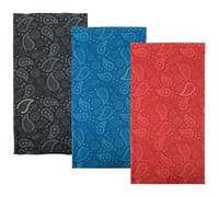 Oxford Comfy Helmet Warmer. Paisley. 3-Pack. Head and Neck Wear Bike Scarf Base Layer, Red Black Blue, One Size