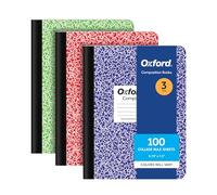 Oxford Composition Notebooks, 3 Pack, Cover Colors Vary, College Ruled Paper, 9-3/4 x 7-1/2 Inch School Journals, Assorted Marble Covers, 100 Sheets per Book (1002518)