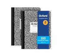 Oxford Composition Notebooks, 9-3/4 x 7-1/2 Inch School Journals, College Ruled Paper, Black Marble Covers, 100 Sheets per Book, 2 Pack (1002515)