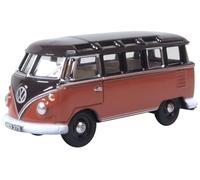 Oxford Diecast 1:76 VW T1 Samba Bus Sealing Wax Red/Chestnut Brown Collectable model 76VWS012