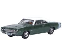 Oxford Diecast 1:87 1968 Dodge Charger Racing Green/White Collectable model 87DC68005