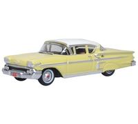 Oxford Diecast 1958 Chevy Impala Sport Colonial Cream with Snowcrest White Top 1/87 (HO) Scale Diecast Model Car 87CIS58002