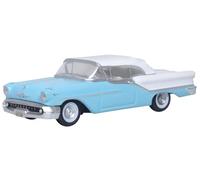 Oxford Diecast 1957 88 Convertible (Top-Up) Banff Blue and Alcan White with White 1/87 (HO) Scale Diecast Model Car 87OC57002