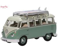 Oxford Diecast 76VWS005 VW T1 Samba Bus/Surfboards Turquoise/Blue White 1:76 Scale Model