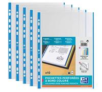 Oxford Document Wallets DIN A4 Open Top Blue Edge Transparent Pack of 100