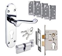 Oxford Door Handle Set - Euro Lock Door Pack - Polished Chrome
